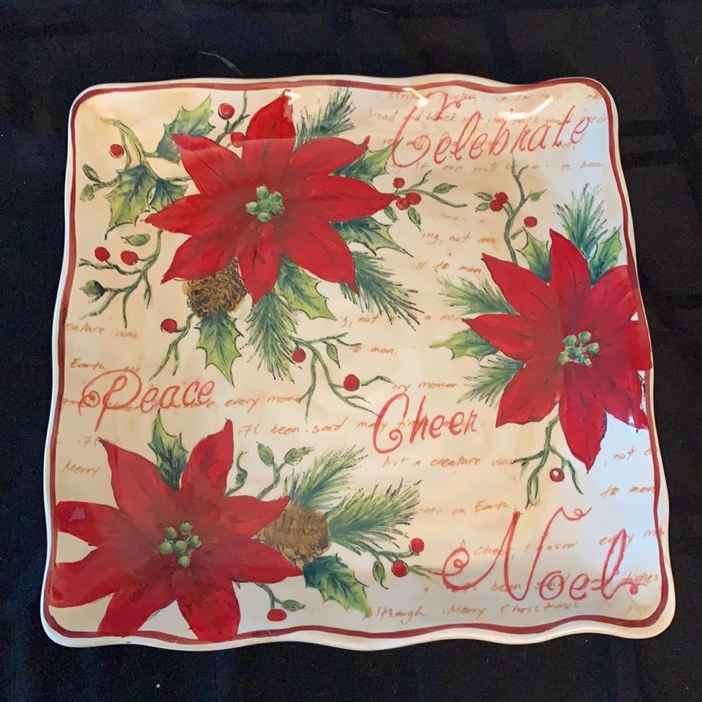 11” square Christmas platter holiday